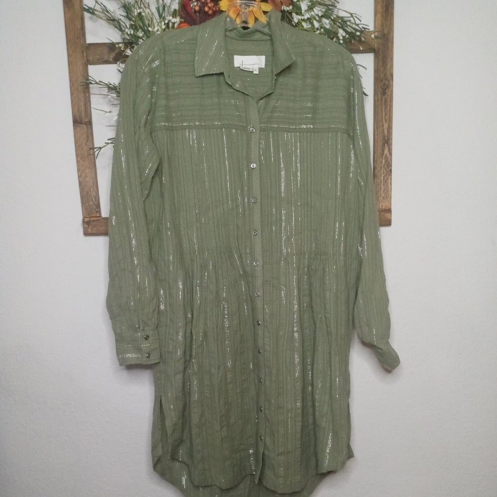 Anthropologie Olive Green Long Sleeve Tunic Blouse Size Small